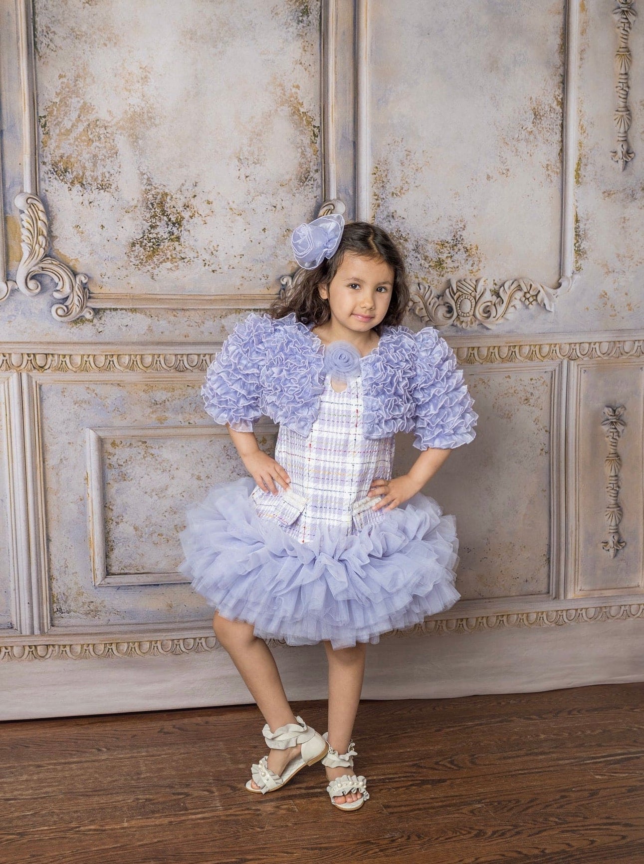 Girl | Violet Organza Ruffle Bolero Jacket