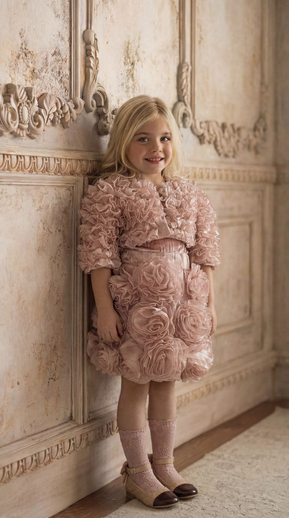 Girl | Vivian Ruffle Organza Jacket | Dusty Pink