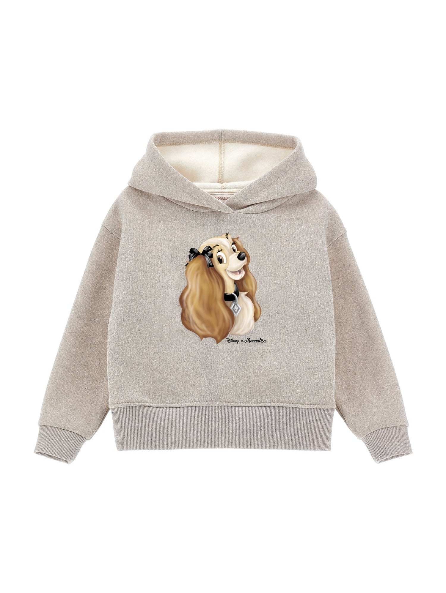 Girls | Lady And The Tramp Lurex Hoodie | Ecru/Silver