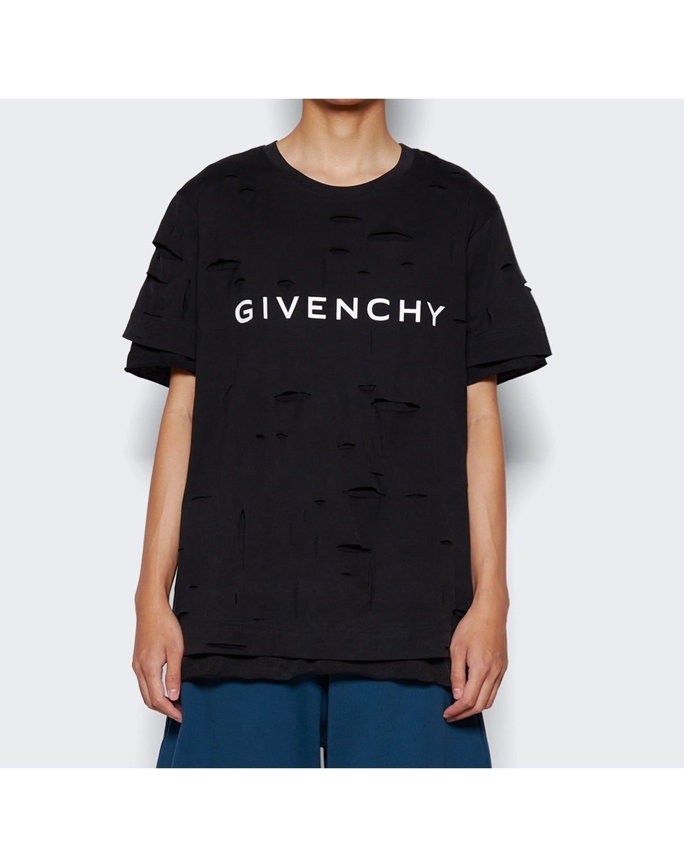 Givenchy | Men | Destroyed 2 Layer T-shirt | Faded Black