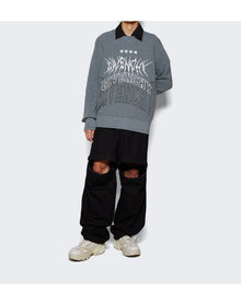 Givenchy | Men | Embroidered Metal Logo Crewneck Sweater | Titanium