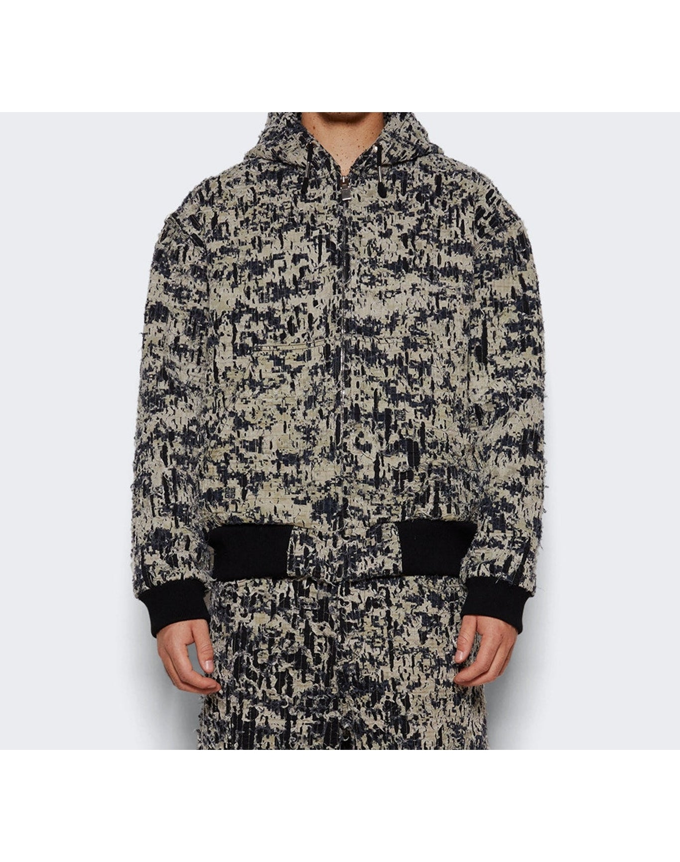 Givenchy | Men | Lined Denim Hoodie | Beige x Black