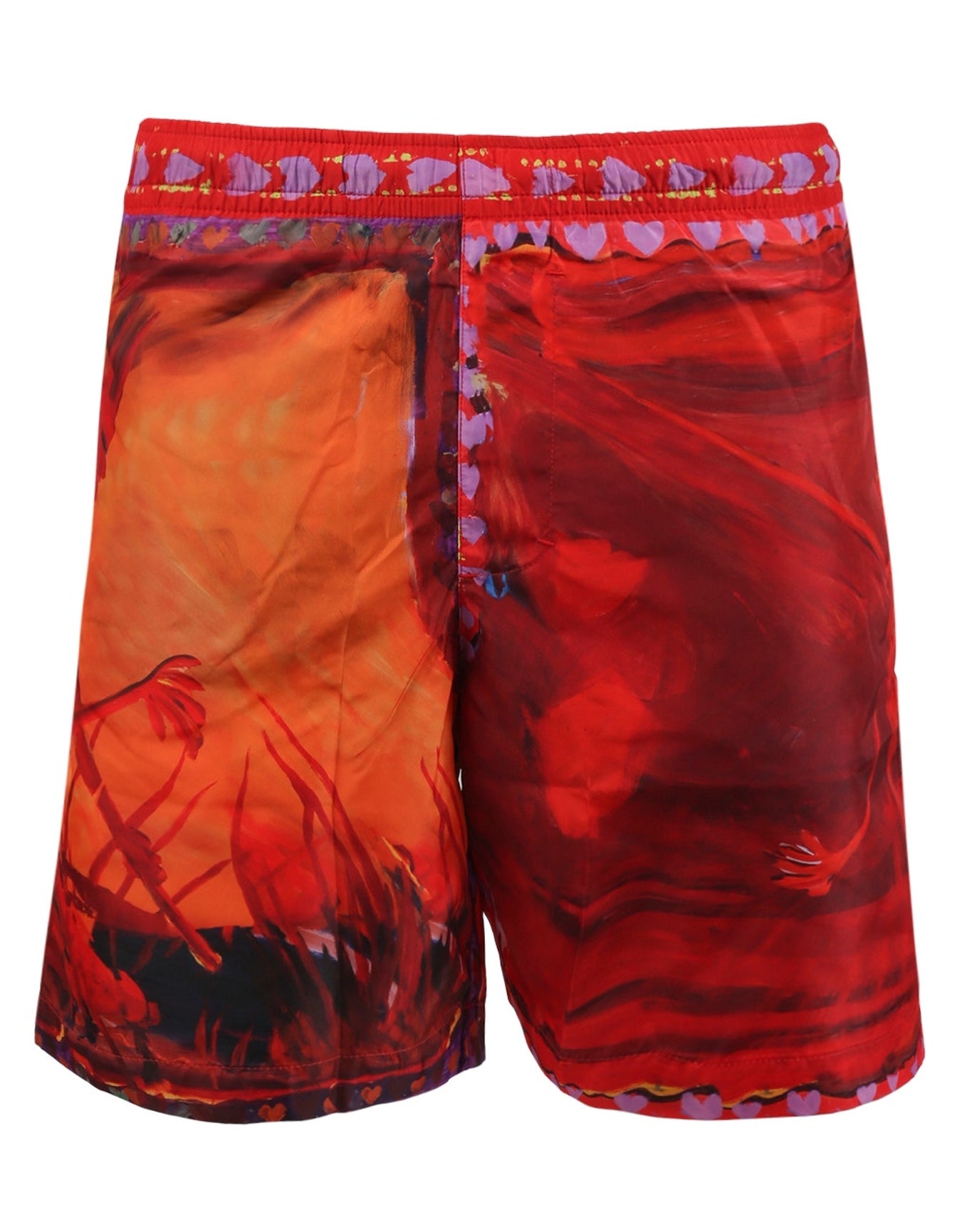 Givenchy | Men | Long Print Swim Trunks | Red x Orange