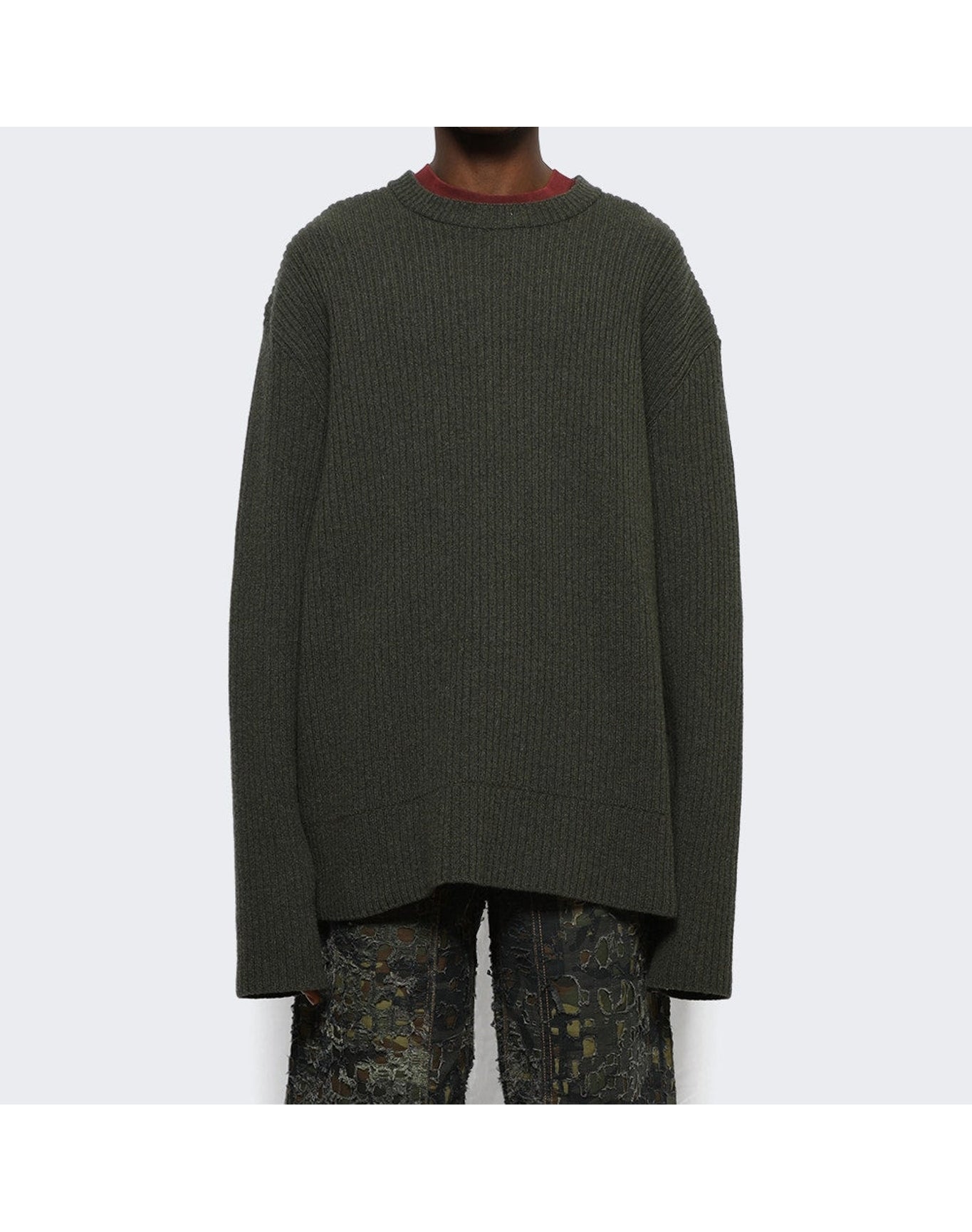 Givenchy | Men | Oversized Crewneck Sweater | Military Green