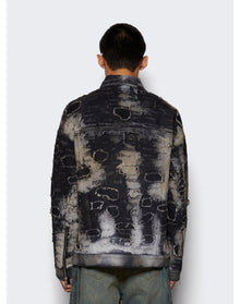 Givenchy | Men | Oversized Fit 4g Rivet Zip Denim Jacket | Black x Beige