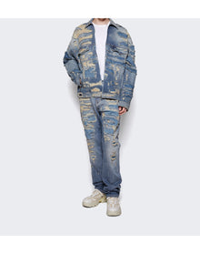 Givenchy | Men | Oversized Jacket In Rip Repair Denim | Light Blue