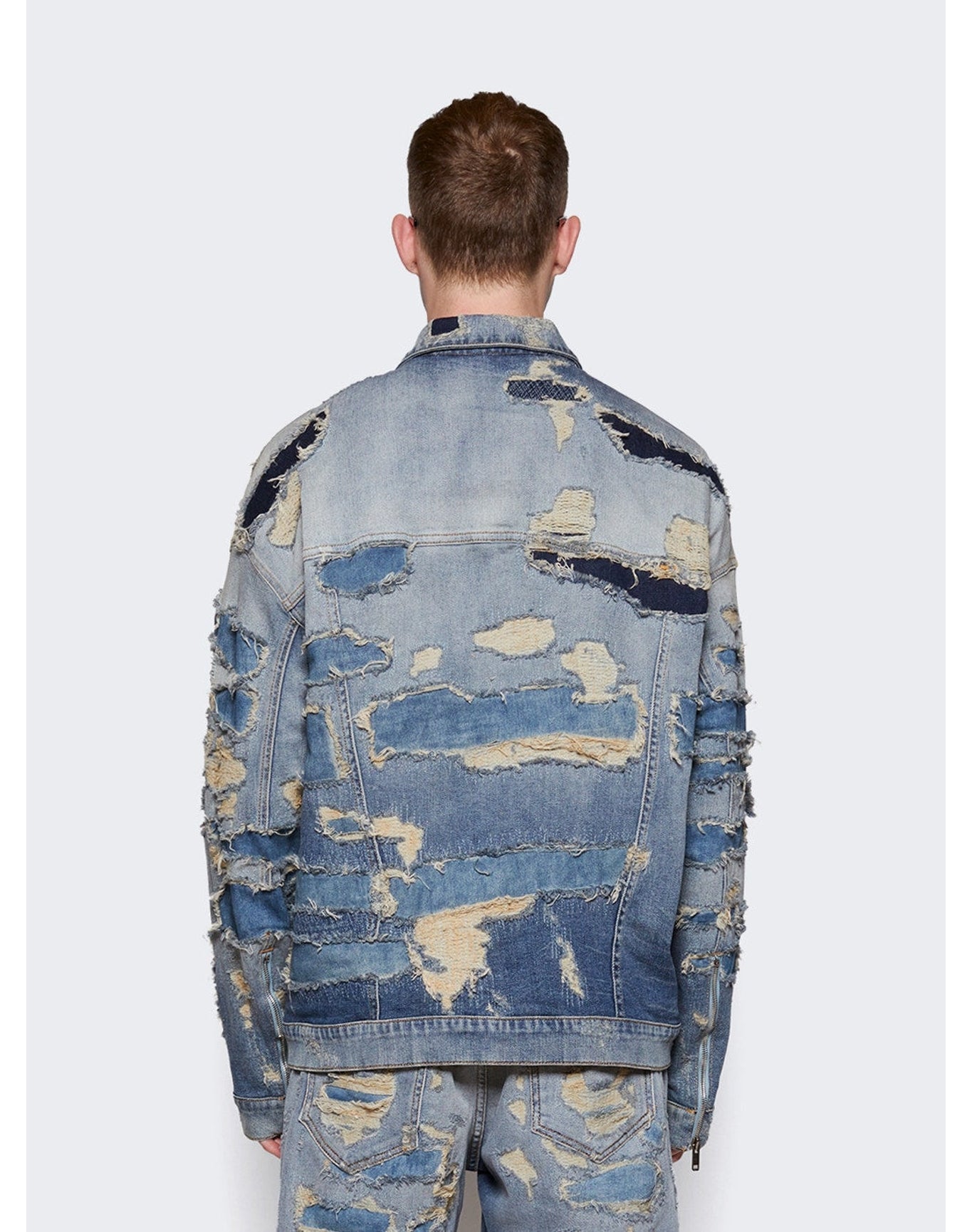Givenchy | Men | Oversized Jacket In Rip Repair Denim | Light Blue