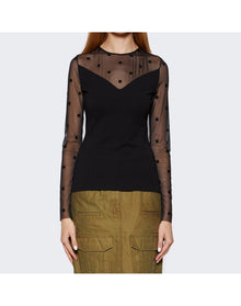 Givenchy | Women | 4g Tulle Long Sleeve Top | Black
