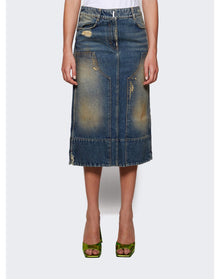 Givenchy | Women | A-line Midi Skirt With Patches | Military Blue