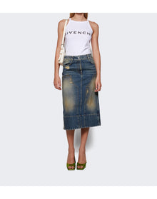 Givenchy | Women | A-line Midi Skirt With Patches | Military Blue