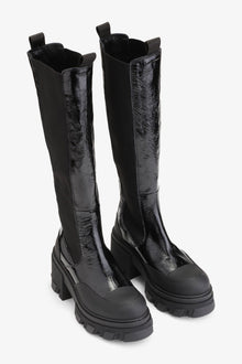 Glossy Cleated Chelsea Boots | Black (V2)
