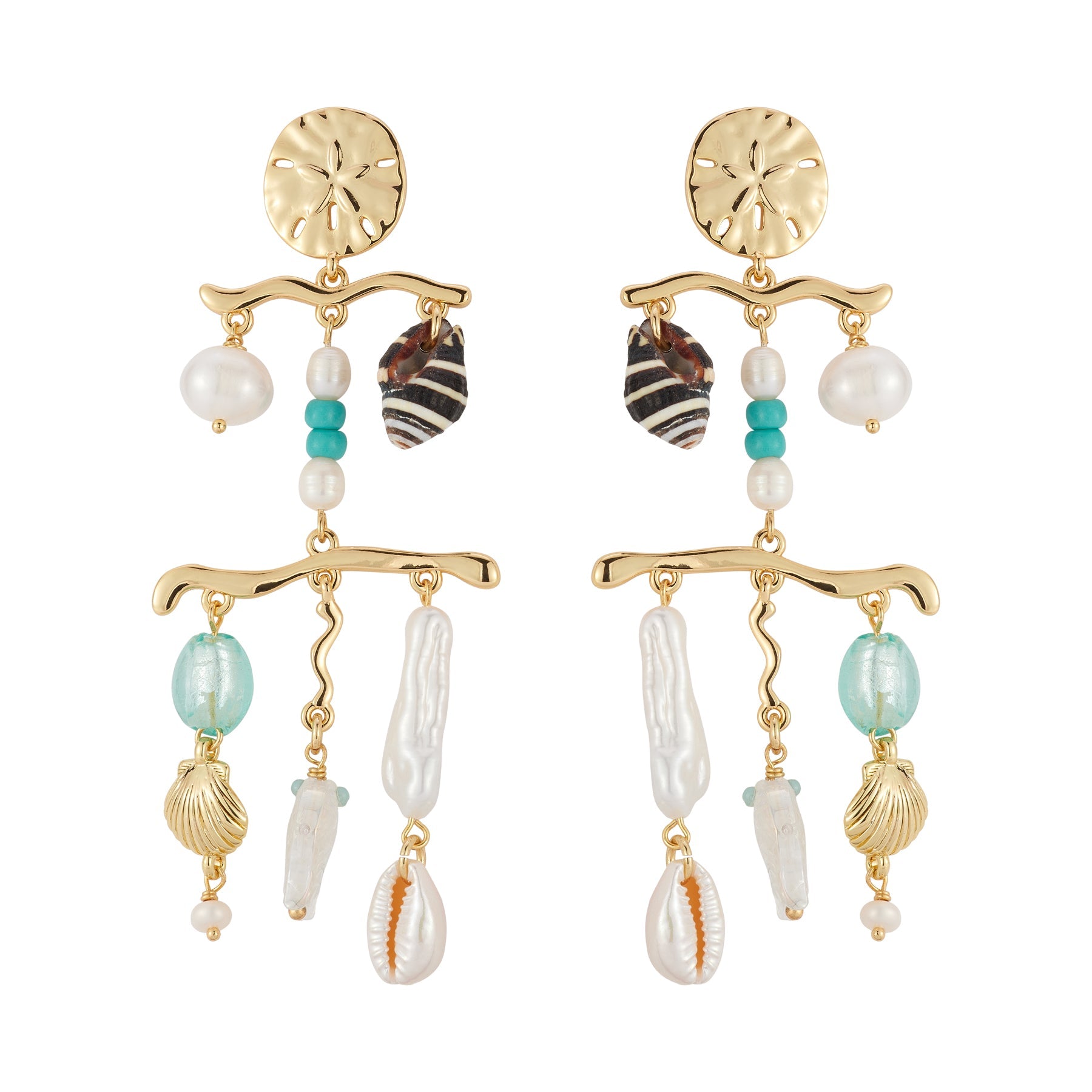 Charm Chandelier Drop Earrings on Flat White Background
