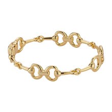 Gold Horse Bit Chain Bracelet on Flat White Background