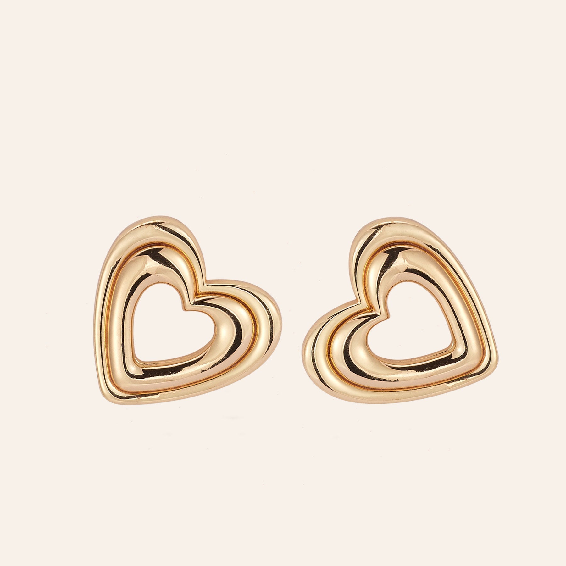 Melissa Heart Studs | 14K Gold Plated Brass
