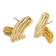 Gold Stud Earrings on Flat White Background