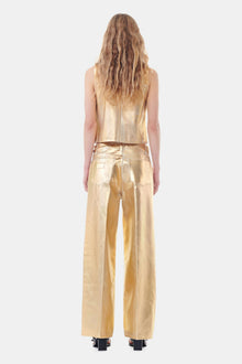 Gold Foil Denim Vest | Egret