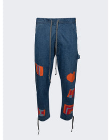 Greg Lauren | Men | Gee's Bend Patch Overall Lounge Pant | Blue