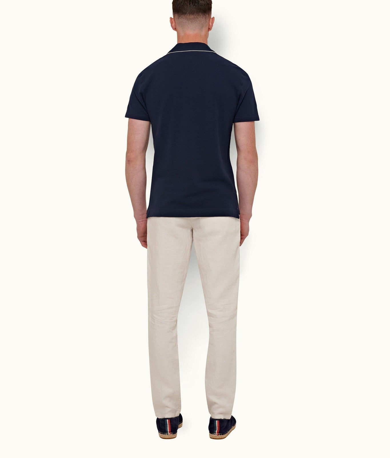 Griffon Linen Tailored Fit Linen Trousers | White Sand