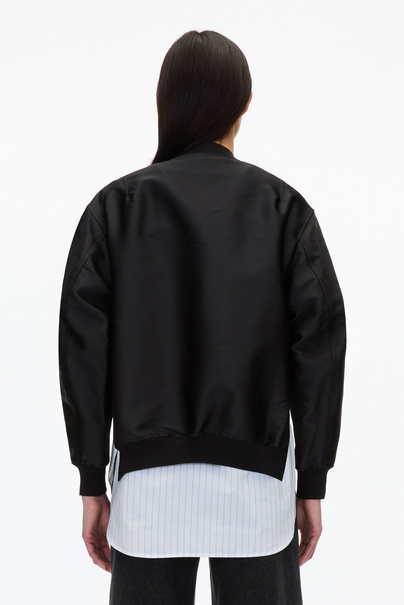 Layered Bomber Jacket with Shirt | Black