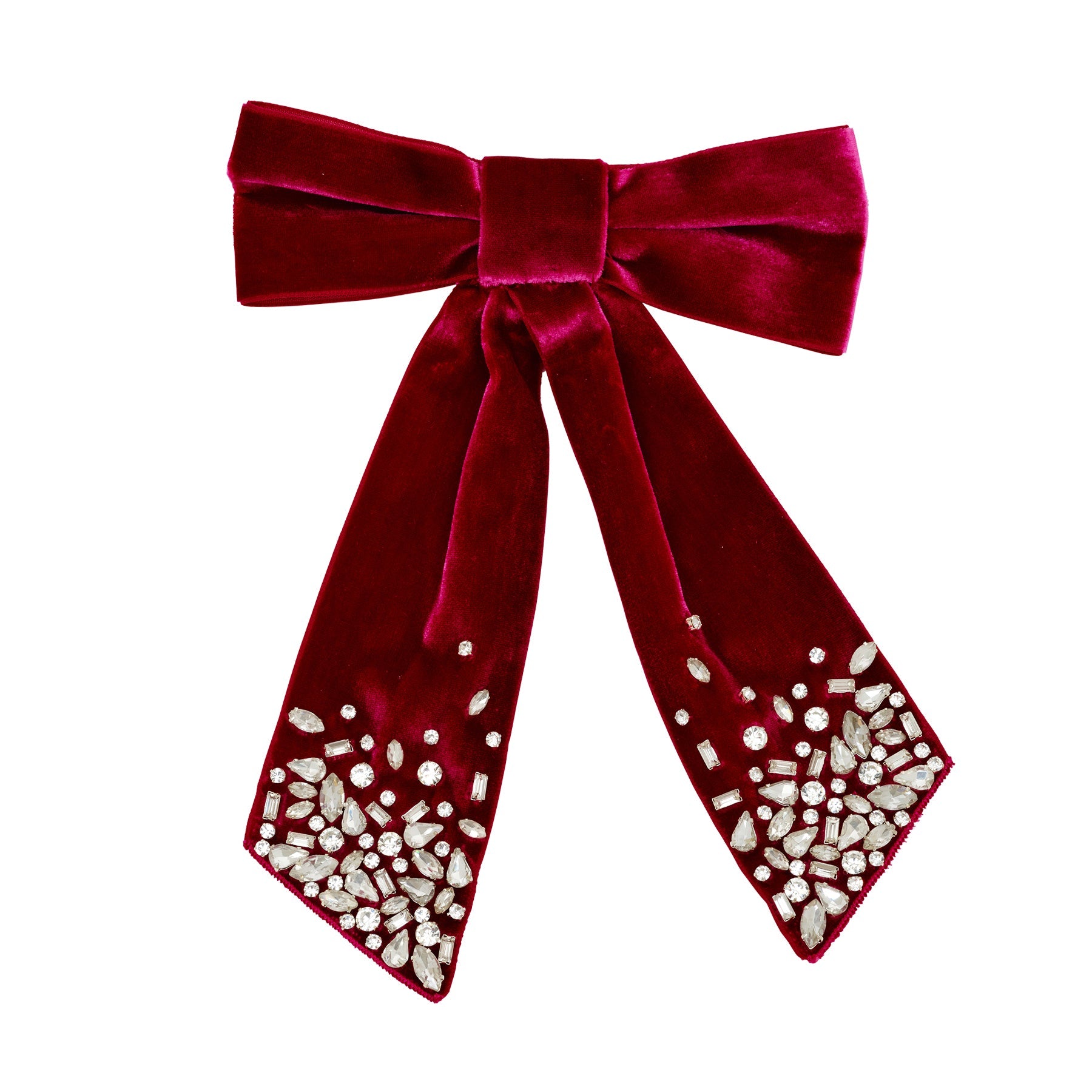 Matilee Velvet Bow | Maroon | Clear Crystal