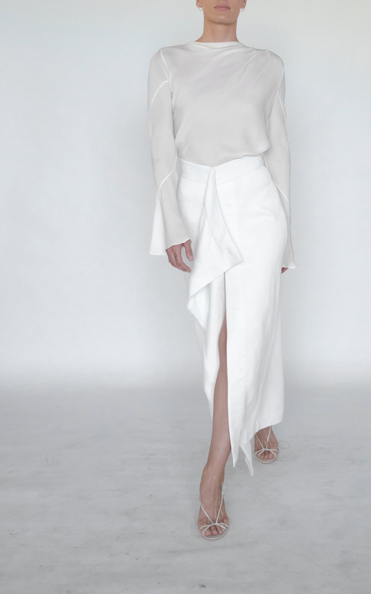 Helix Draped Skirt | White