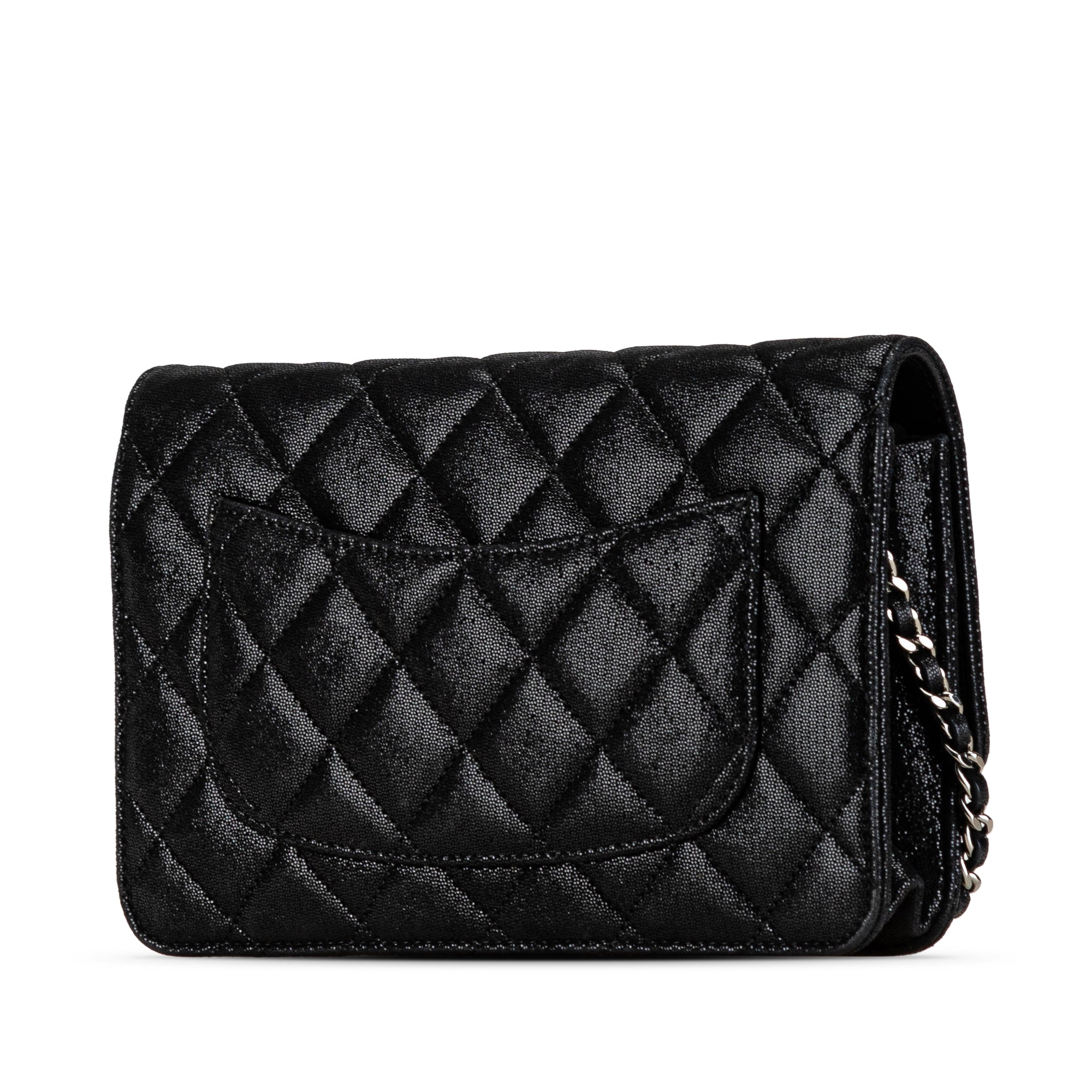 Chanel | Pre-Owned Iridescent Caviar Crystal CC Wallet On Chain | Black