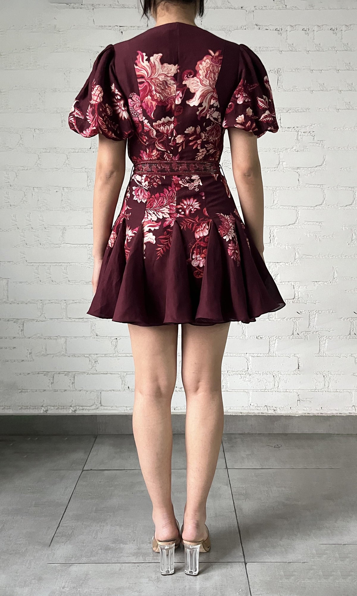 Womens | Aafa Linen Cotton Short Dress With Belt | Red/Beige