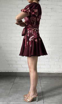 Womens | Aafa Linen Cotton Short Dress With Belt | Red/Beige
