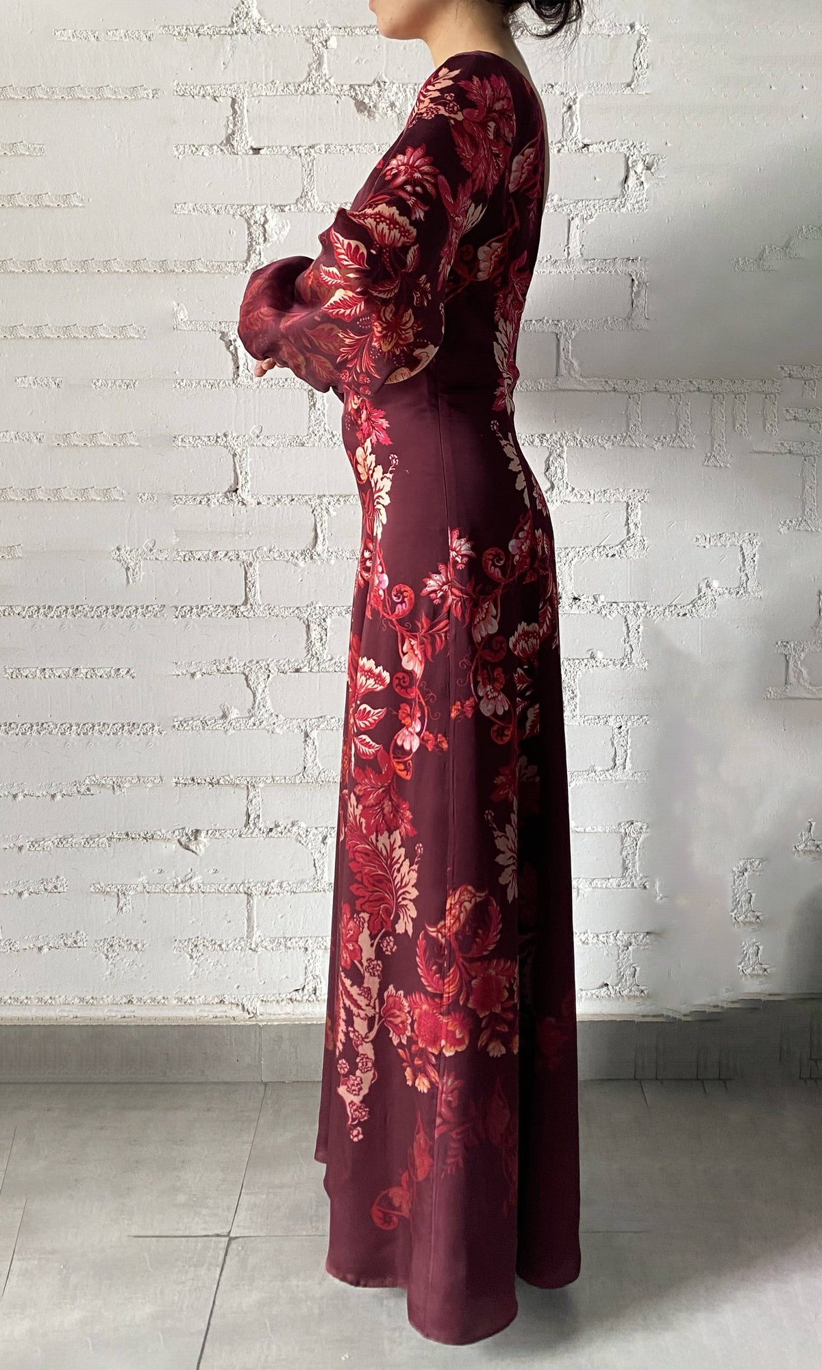 Womens | Aafa Viscose Long Dress | Red Beige