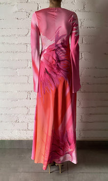 Hemant And Nandita | Abira Polyester Satin Lycra Long Dress | RE24 | Pink