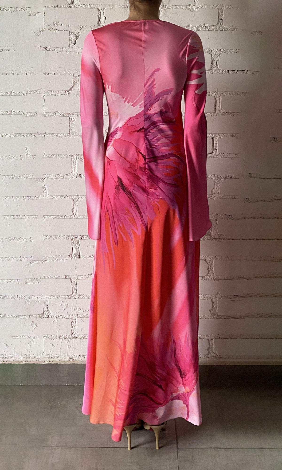 Hemant And Nandita | Abira Polyester Satin Lycra Long Dress | RE24 | Pink