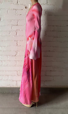 Hemant And Nandita | Abira Polyester Satin Lycra Long Dress | RE24 | Pink
