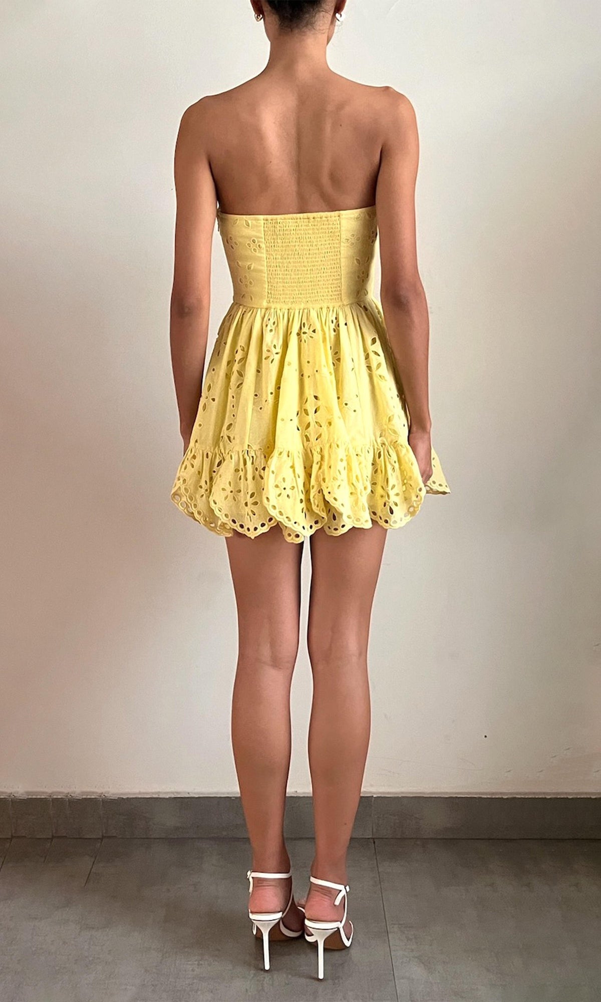 Womens | Adya Cotton Cambric Off-Shoulder Short Dress | Yellow