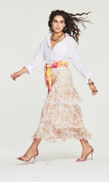 Hemant And Nandita | Aira Viscose Georgette Long Skirt | SP23 | Off White