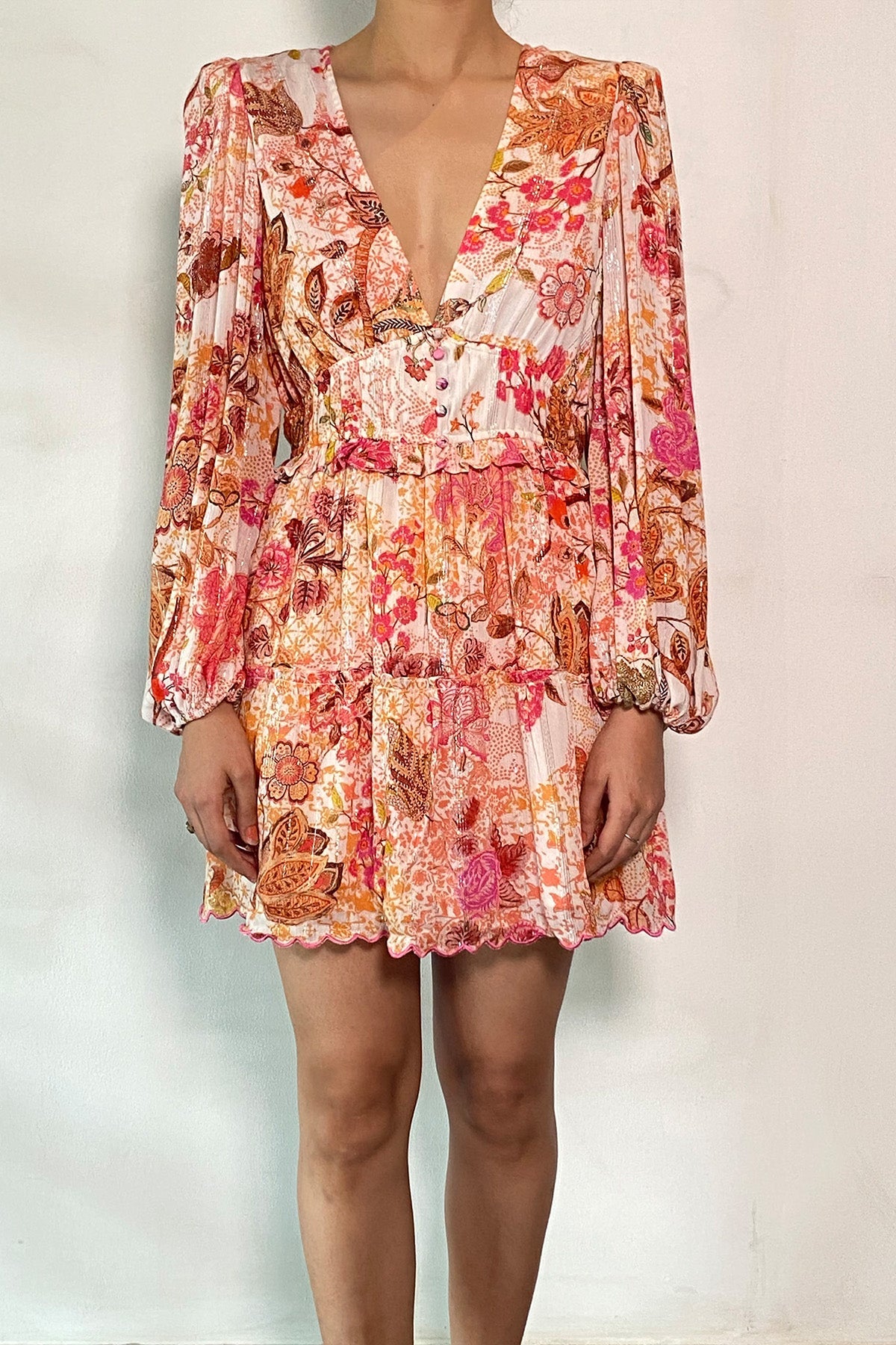 Short Dress | White/Orange