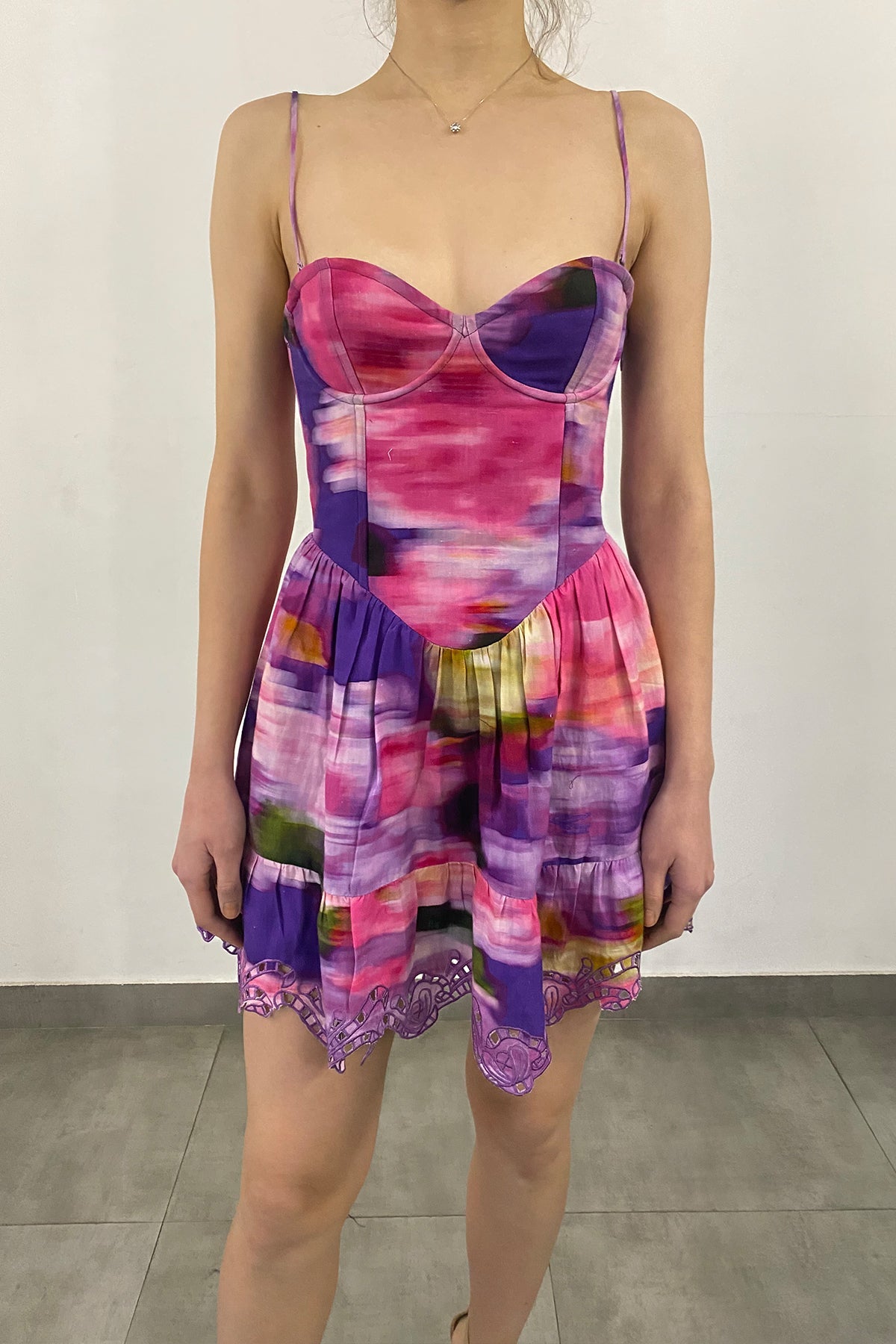 Anay Sweatheart Neck Sleeveless Short Dress | Purple