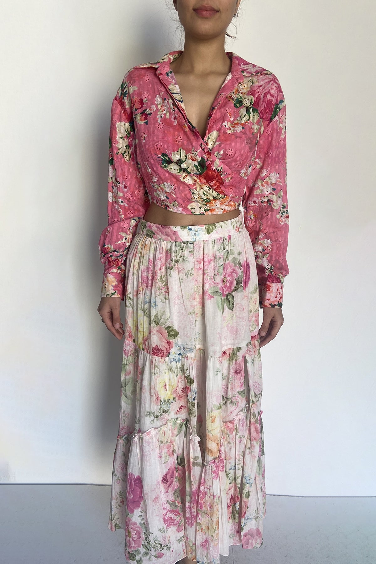 Midi Skirt | White/Spring Green