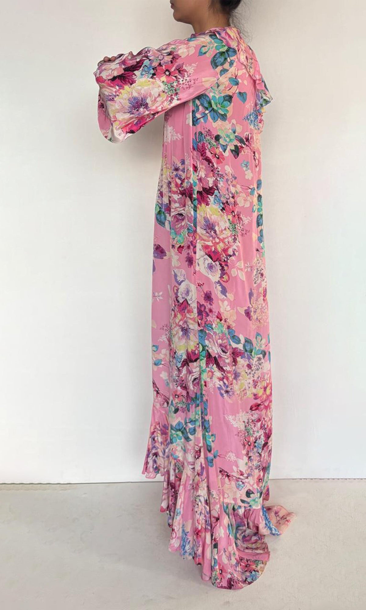 Womens | April Viscose Crepe Long Dress | Pink