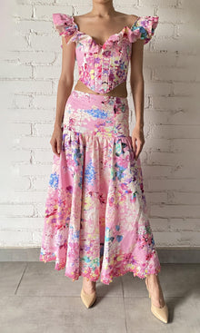 Womens | April Cotton Corset Top | Pink Floral