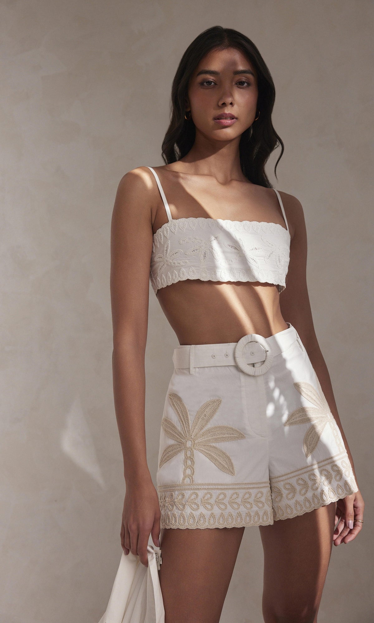 Womens | Ari Cotton Poplin Shorts With Buckle Belt | White