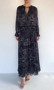 Womens | Atri Viscose Flat Chiffon Smocked Detail Maxi Dress | Grey