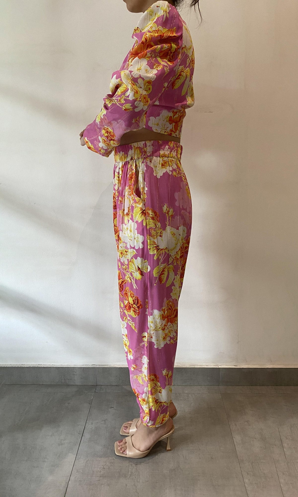 Womens | Auril Viscose Moss Crepe Pants | Pink