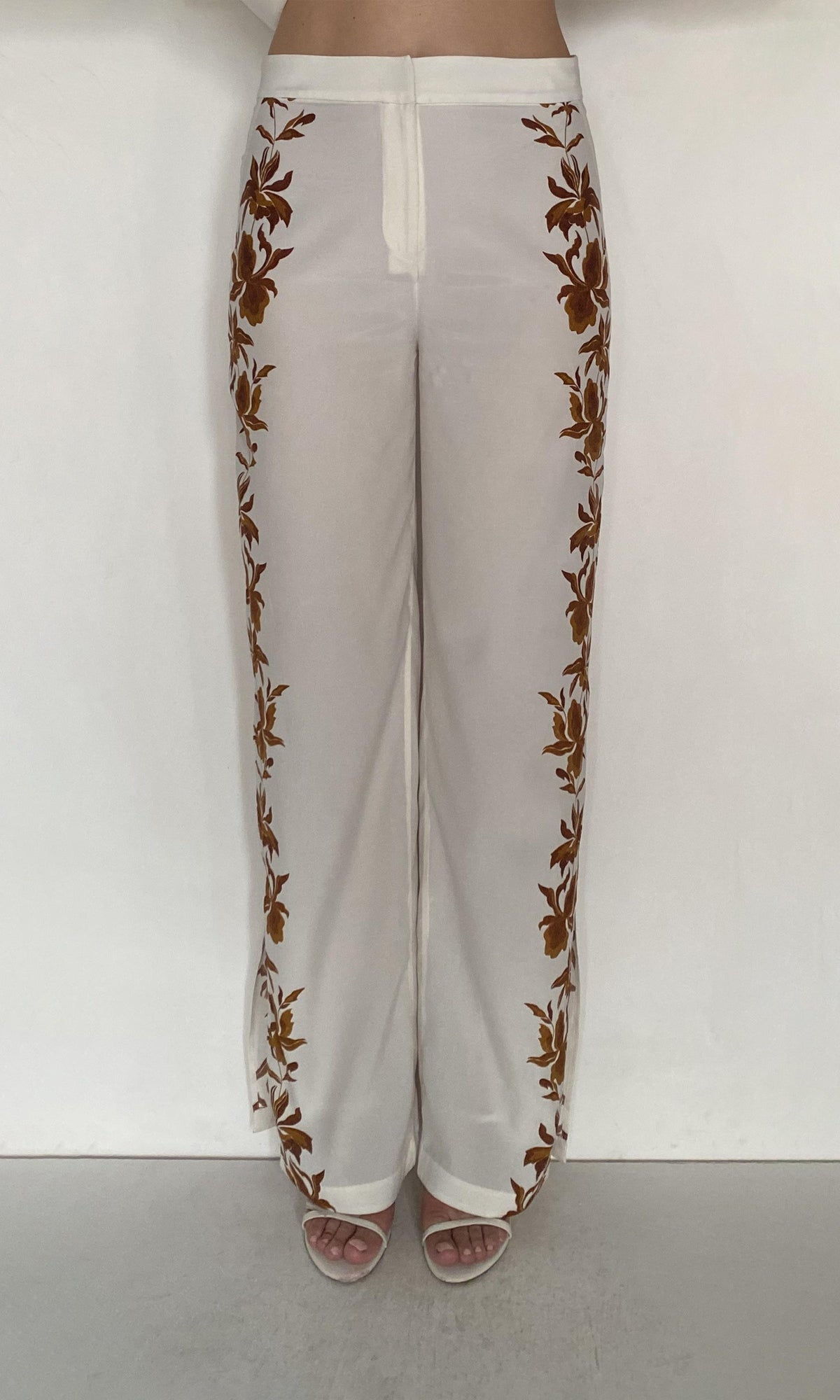 Womens | Ayra Viscose Heavy Crepe Pants With Slit | Ivory