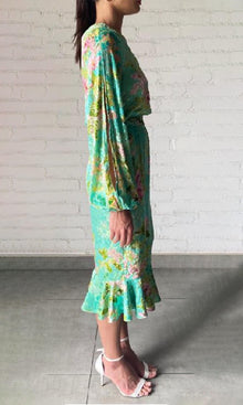 Hemant And Nandita | Azra Velvet Brasso Midi Dress | Teal