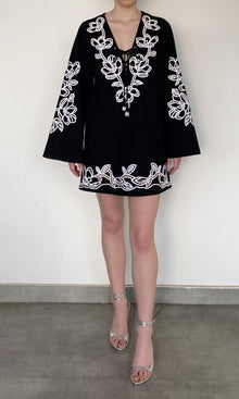 Womens | Daha Cotton Linen Kaftan | Black White