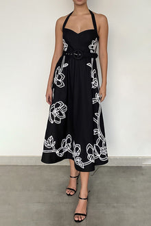 Daha Sweatheart Neck Midi Dress | Black/White