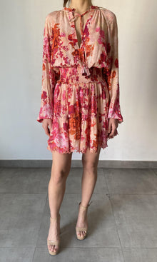 Hemant And Nandita | Dali Viscose Crinkle Rayon Short Dress | Multicolor