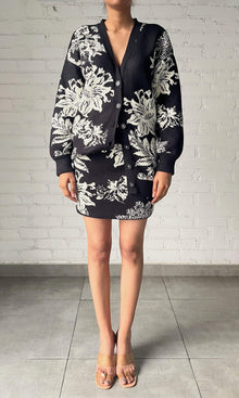 Womens | Dea Jacquard Acrylic Nylon Mini Skirt | FA24 | Black White