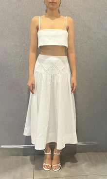 Womens | Dea Cotton Linen Midi Skirt | Ivory