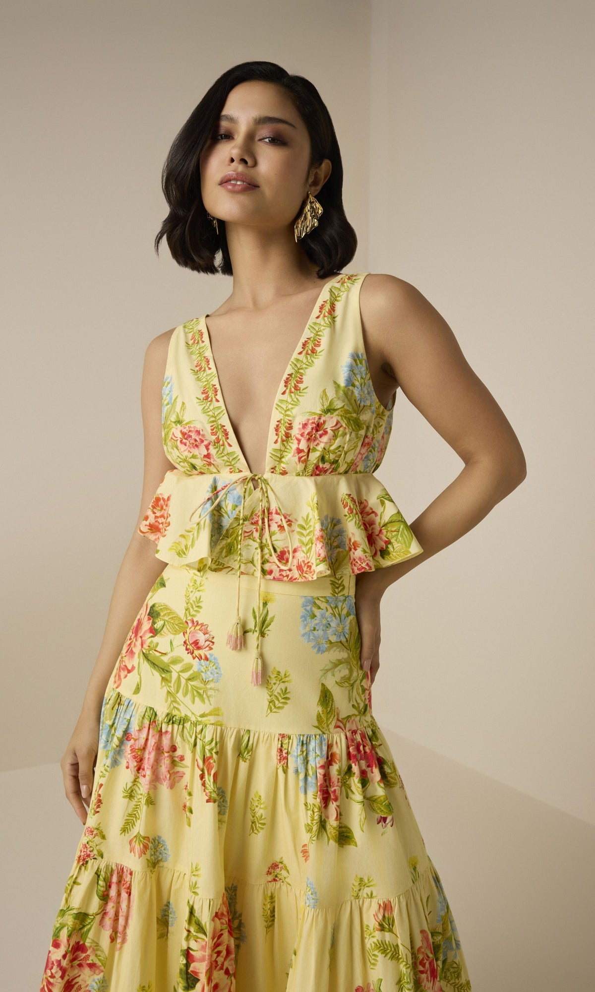 Womens | Dhun Cotton Poplin Peplum Top | Multi